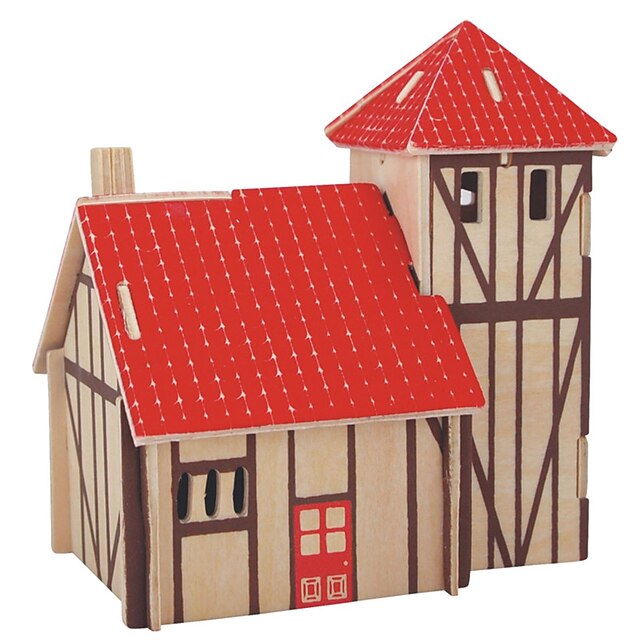  Jigsaw Puzzles Wooden Puzzles Building Blocks DIY Toys Western-style Farmhouse 1 Wood Ivory Model & Building Toy