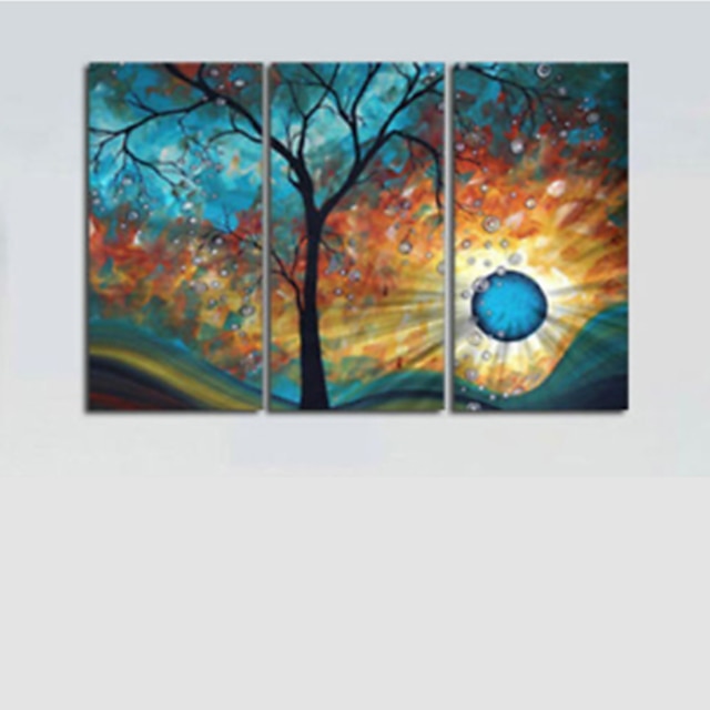  Maalattu Abstrakti Horizontal Kangas Hang-Painted öljymaalaus Kodinsisustus 3 paneeli