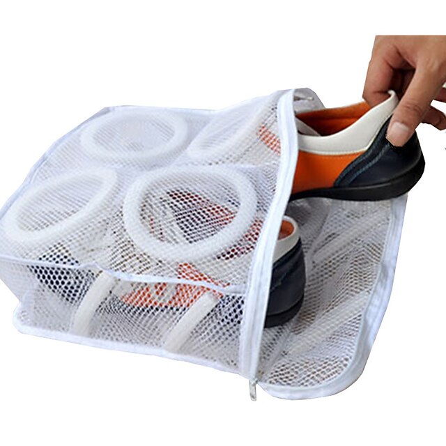  lavar portátil tecido para sacos para sapatos& caixas de pó sapatos pendurados lavar prova cuidar branco