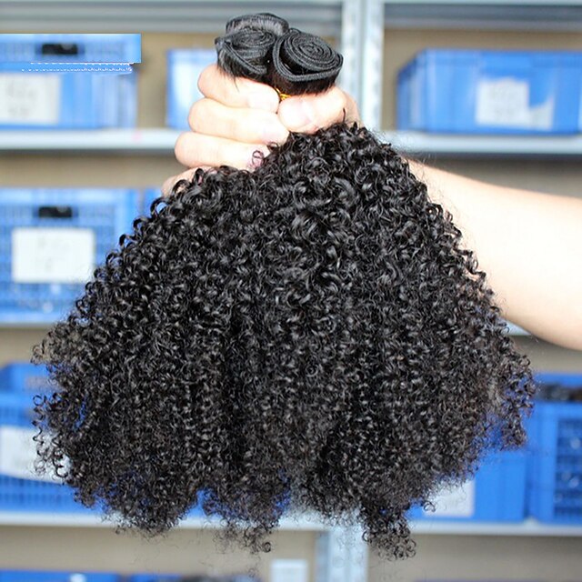  4 pacotes Tecer Cabelo Cabelo Brasileiro Kinky Curly Extensões de cabelo humano Cabelo Humano Ondulado / Crespo Cacheado