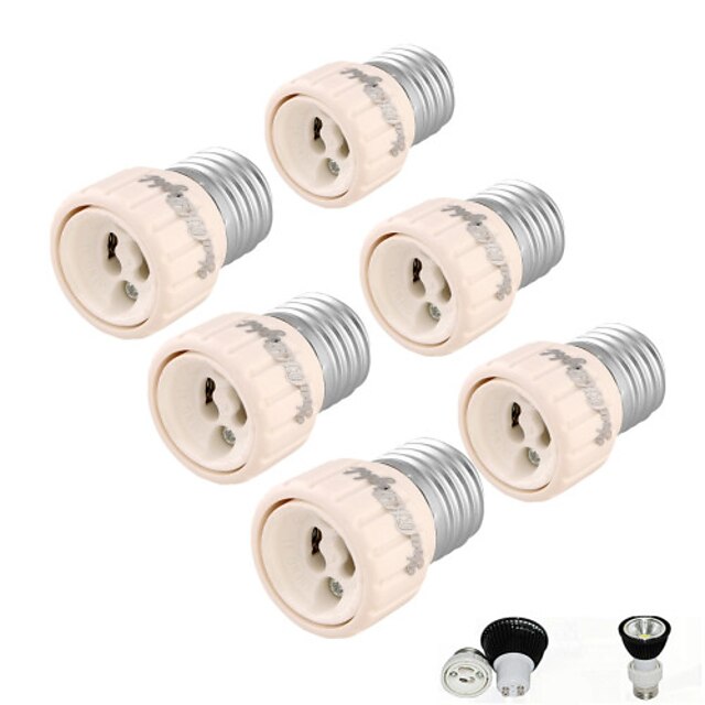  YouOKLight® 6PCS E27 to GU10 Light Lamp Bulb Adapter Converter - Silver + White