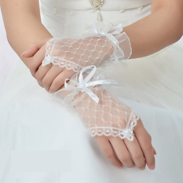  siatka na nadgarstek rękawiczki ślubne klasyczne kobiece