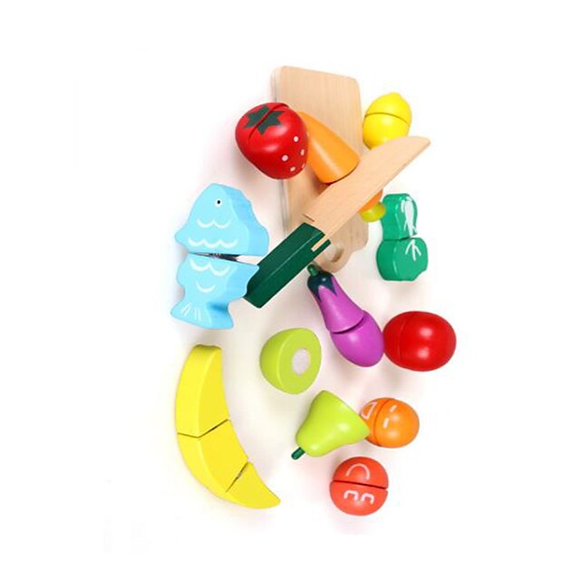  Spielzeug-Küchen-Sets Tue so als ob du spielst Küche spielen Gemüse Frucht Neuartige Hölzern Kinder Jungen Mädchen Spielzeuge Geschenk