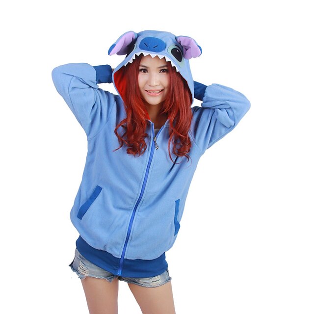  Adulți Pijama Kigurumi Blue Monster Pijama Întreagă Lână polară Albastru Cosplay Pentru Bărbați Pentru femei Sleepwear Pentru Animale Desen animat Festival / Sărbătoare Costume