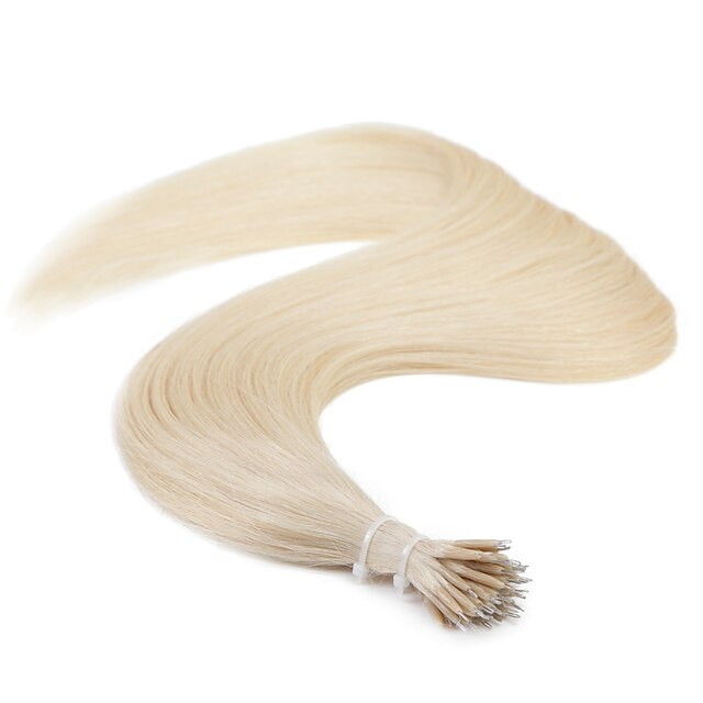  Neitsi Extensions de Cheveux à Micro Anneaux Extensions de cheveux Naturel humains Droit Cheveux Naturel humain Extensions Naturelles Nano Femme Blond platine
