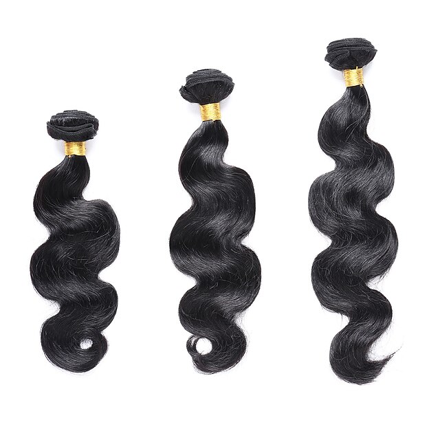  3 paquetes Cabello Hindú Ondulado Grande / Clásico Cabello Remy Tejidos Humanos Cabello Cabello humano teje Extensiones de cabello humano