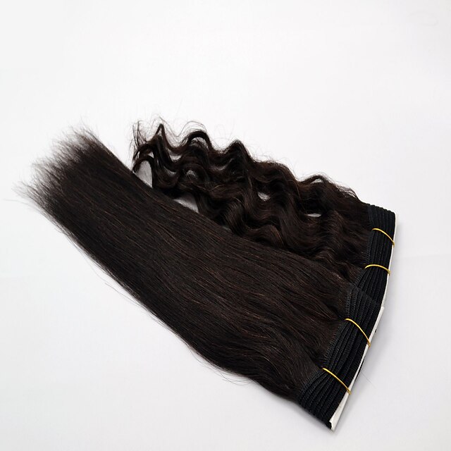  Indian Hair Straight Natural Color Hair Weaves Human Hair Weaves Natural Black Human Hair Extensions