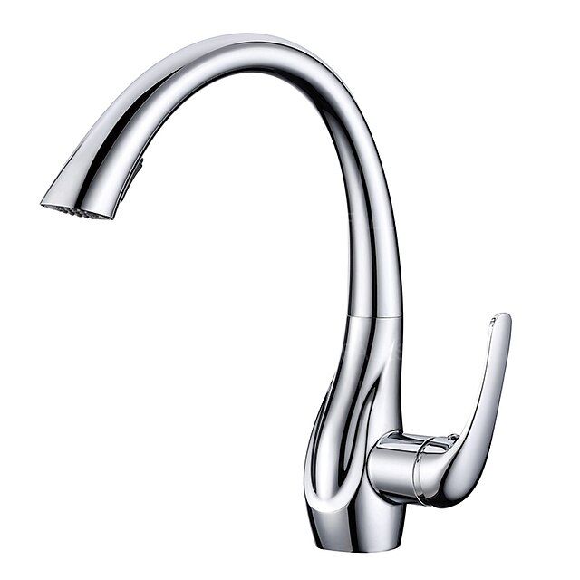  Kitchen faucet - Single Handle One Hole Chrome Standard Spout / Tall / ­High Arc Deck Mounted Contemporary Kitchen Taps / Brass