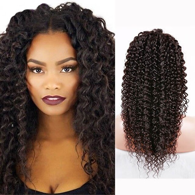  شعر مستعار طبيعي دانتيل في الأمام شعر مستعار Kinky Curly 130٪ كثافة 100% مربوط باليد شعر مستعار أفرو-أمريكي شعري طبيعي قصير متوسط طويل