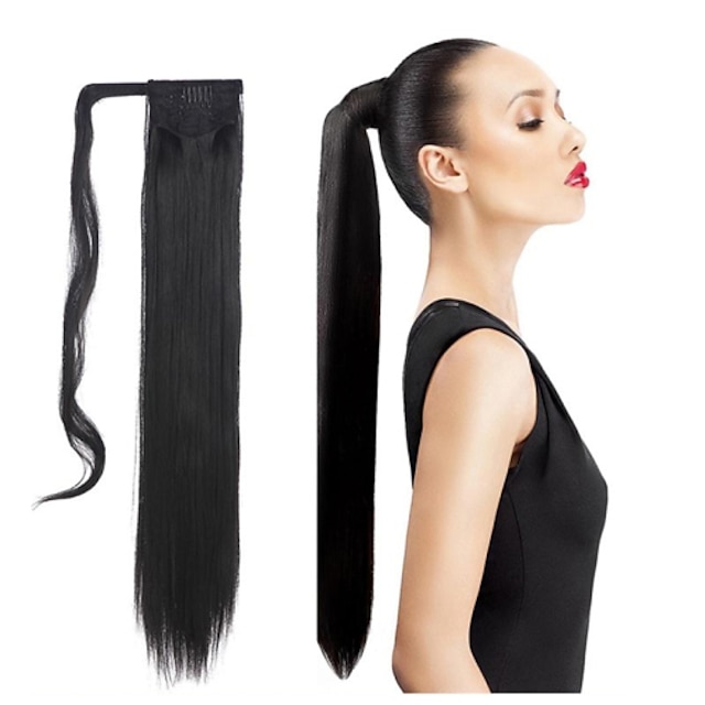  synthetic hair long ponytail wowen straight clip in ponytail ribbon ponytail hair extension hairpiece fake hair pieces