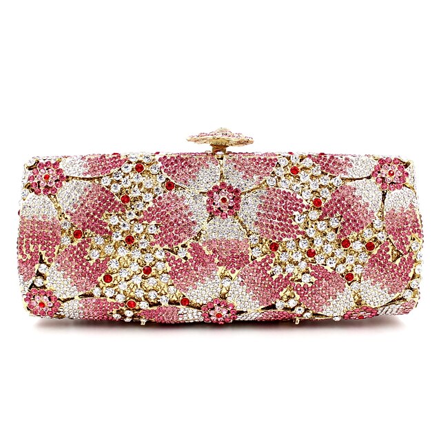  Жен. Crystal / Rhinestone / Цветы Металл Вечерняя сумочка Цветочный принт Розовый