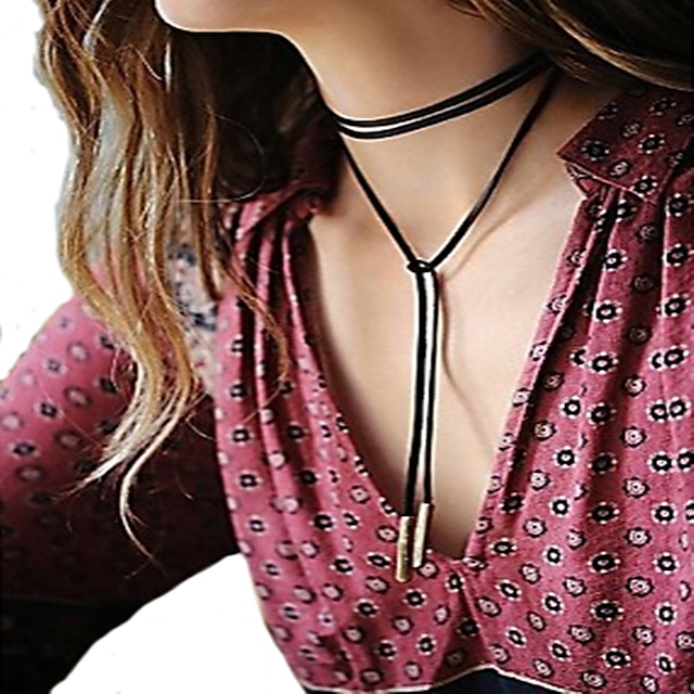  Women's Pendant Necklace - Leather European, Simple Style, Fashion Black Necklace For Party, Daily, Casual