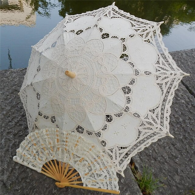 Post-Handle Spitze Hochzeit / Strand Regenschirm Regenschirme ca.78cm