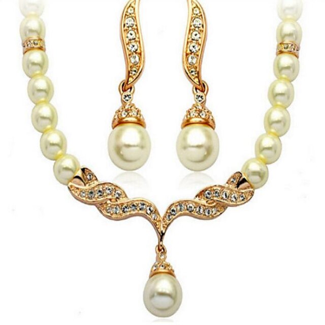  Women's Pearl Jewelry Set Pearl, Imitation Diamond Luxury, Bridal Include Gold / Silver For Wedding Daily