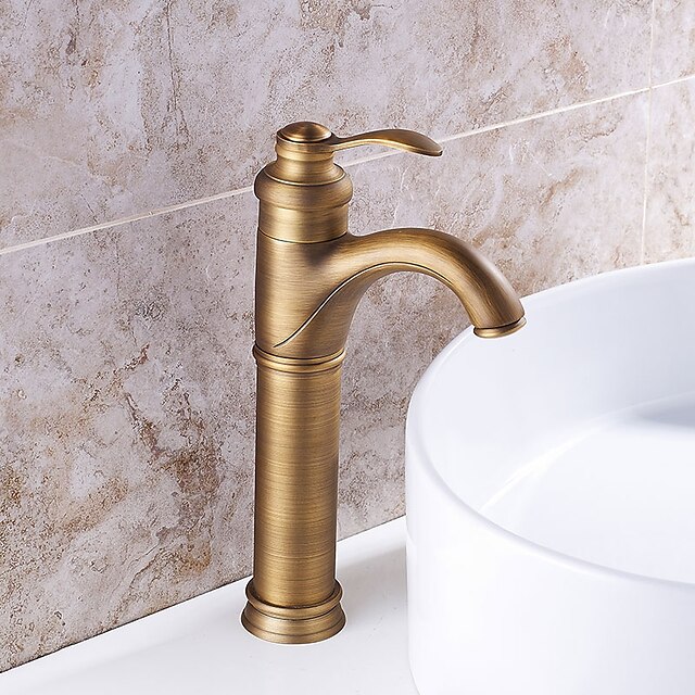 バスルームのシンクの蛇口 - プレリンス / 滝状吐水タイプ / 組み合わせ式 アンティーク銅 組み合わせ式 シングルハンドル二つの穴