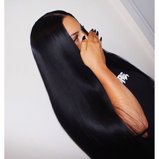  Aidot hiukset Liimaton kokoverkko Full Lace Peruukki Kardashian tyyli Brasilialainen Suora Peruukki 120% Hiusten tiheys ja vauvan hiukset Luonnollinen hiusviiva Afro-amerikkalainen peruukki 100