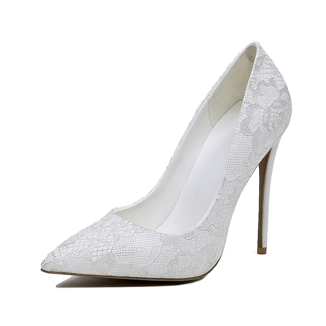  Women's Heels Stiletto Heel Pointed Toe Lace Comfort Spring / Summer White / Wedding