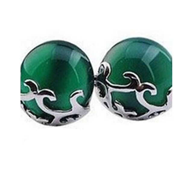  Women's Agate Aventurine Stud Earrings Ladies Sterling Silver Earrings Jewelry Green For Party