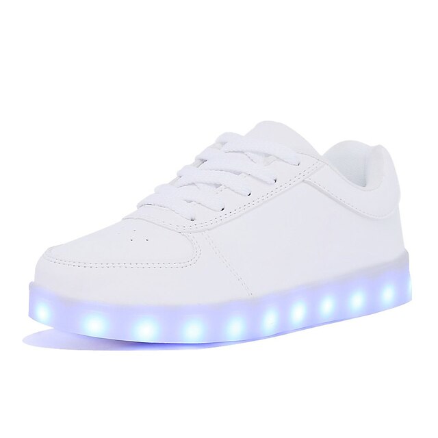  Per donna Scarpe Di pelle Primavera / Estate / Autunno Comoda / Scarpe luminose Sneakers Piatto Punta chiusa Lacci / LED Bianco / Nero