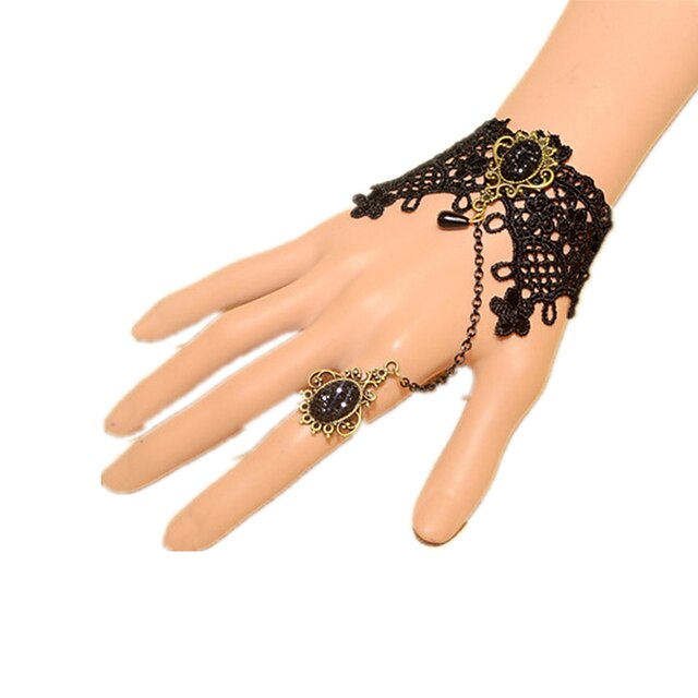  Ring-Armbänder Lolita Sklavenarmband Schmuck Gothic Style Punk - Mode Einheitliche Farbe Strass Spitze Künstliche Edelsteine Aleación Für Prinzessin Rozen Kristall Cosplay Damen Modeschmuck