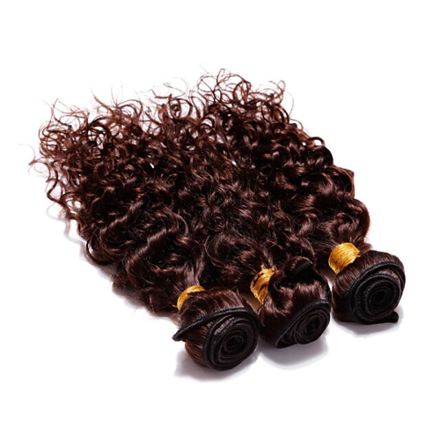  人間の髪編む ブラジリアンヘア ウェーブ ３個 ヘア織り