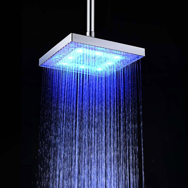  Moderno Ducha lluvia Cromo Característica - Efecto lluvia Ecológica LED, Alcachofa de la ducha