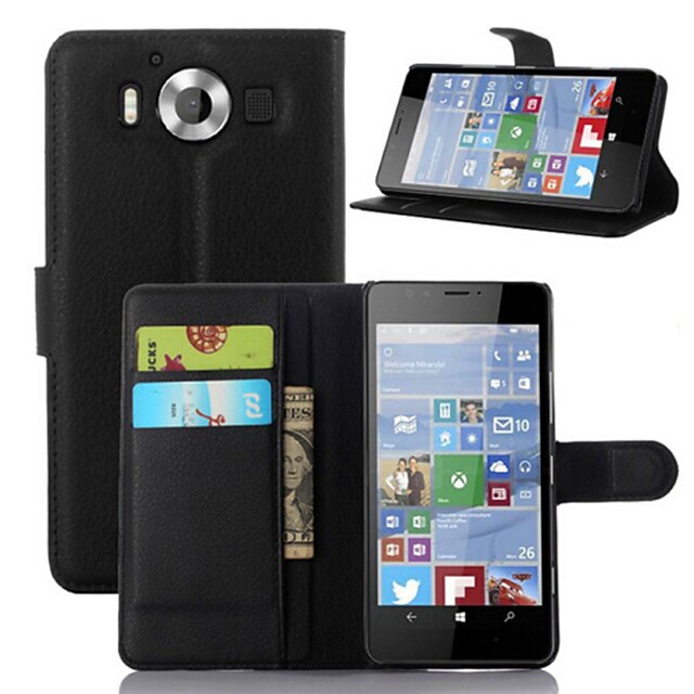  hoesje Voor Nokia Lumia 520 / Nokia Lumia 630 / Nokia Lumia 950 Portemonnee / Kaarthouder / met standaard Volledig hoesje Effen Hard PU-nahka