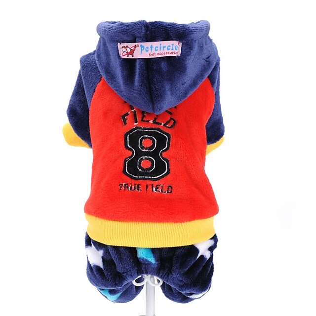  Dog Jumpsuit Dog Clothes Letter & Number Red Blue Corduroy Costume For Winter Men's Women's Keep Warm Sports Fashion