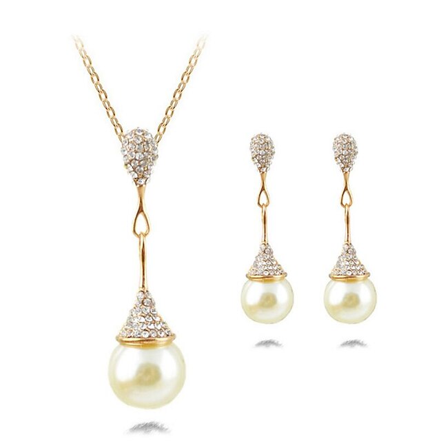  Jewelry 1 Necklace 1 Pair of Earrings Pearl Daily Pearl 1set Women Gold Silver Wedding Gifts