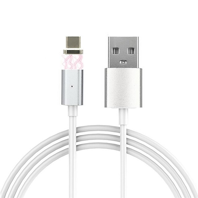  Type-C Kabel <1m / 3ft Magnetisk Aluminium / PVC USB-kabeladapter Til Samsung / Huawei / LG