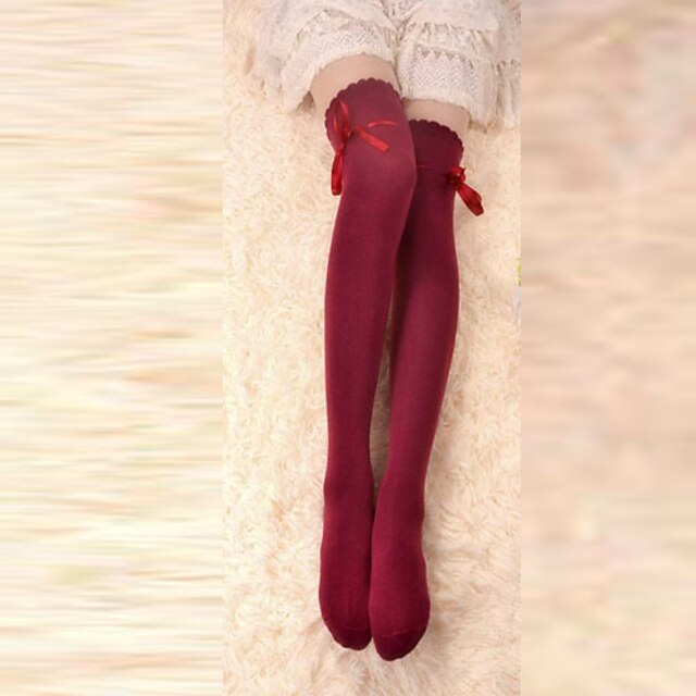  Femme Ruban Rubans Chaussettes / Bas Rouge Nœud papillon Coton Accessoires Lolita 