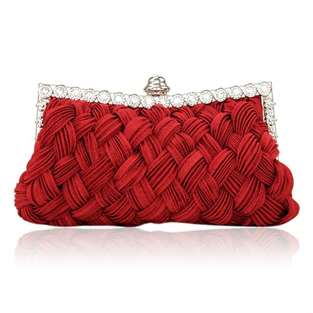  Women's Evening Bag Satin Party Event / Party Crystal / Rhinestone Ivory Red Purple