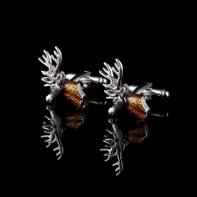  mancuernas de la cabeza de ciervo para los hombres de cobre gemelos materiales regalos de la Navidad presente de la joyería de los