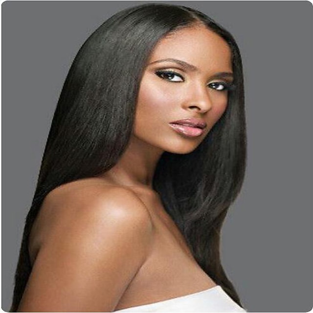  Remy Human Hair Glueless Full Lace Full Lace Wig style Brazilian Hair Straight Yaki Wig 130% 150% 180% Density with Baby Hair Natural Hairline African American Wig 100% Hand Tied Women's Short Medium