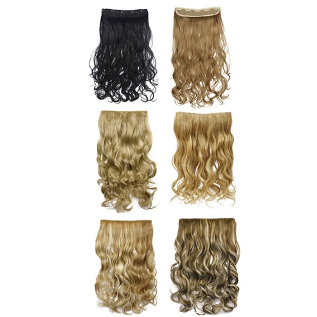  long synthetic straight and clip in hair extensions with 5 clips