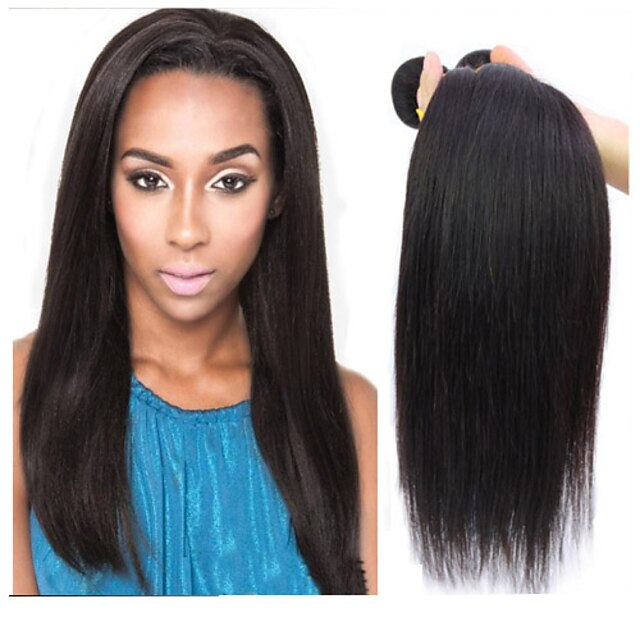  3 Bundles Brazilian Hair Straight Human Hair Natural Color Hair Weaves / Hair Bulk Human Hair Weaves Human Hair Extensions
