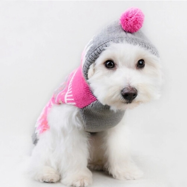  ネコ 犬 セーター パーカー 子犬の服 カラーブロック カジュアル／普段着 冬 犬用ウェア 子犬の服 犬の衣装 ピンク コスチューム 女の子と男の子の犬のために コットン XXS XS S M L