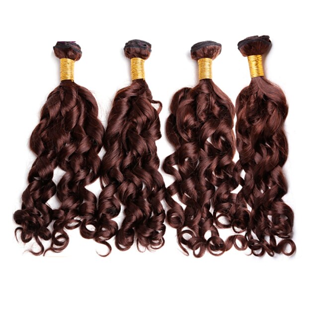  4 zestawy Sploty włosów Włosy brazylijskie Deep Wave Ludzkich włosów rozszerzeniach Włosy naturalne 400 g Fale w naturalnym kolorze Pełny zestaw głowy / 8A