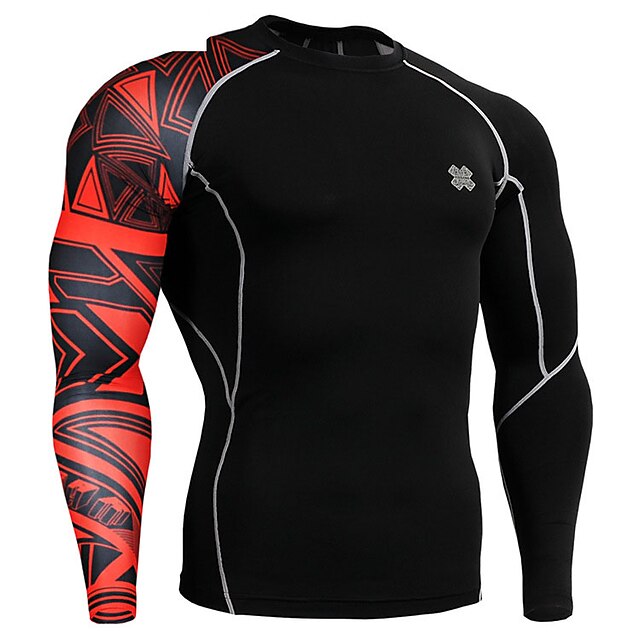  Herrn Laufshirt - Schwarz Sport Blumen / Pflanzen Elasthan Oberteile Übung & Fitness, Laufen Langarm Sportkleidung Atmungsaktiv, Rasche Trocknung Dehnbar