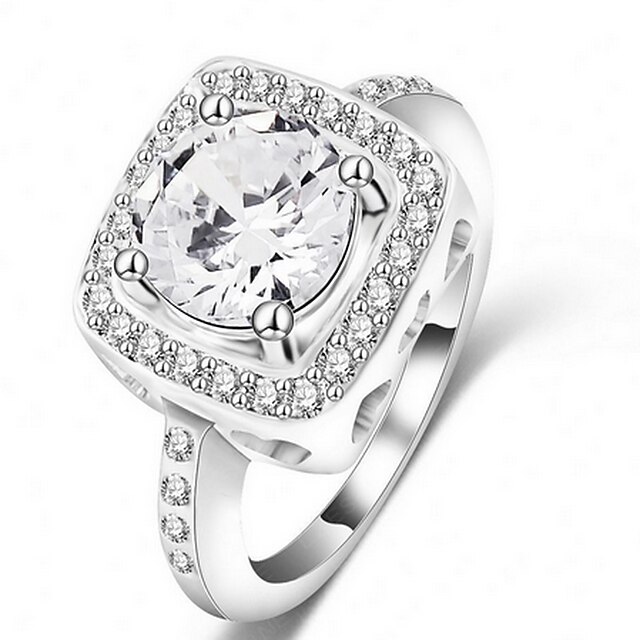  Women's Ring Zircon Cubic Zirconia Luxury Ring Jewelry Silver For Daily Casual 5 / 6 / 8 / 9