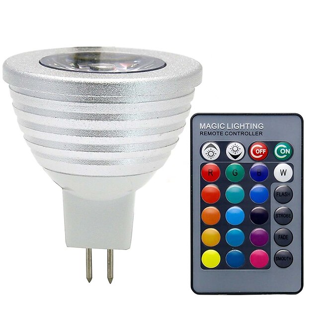  3 W LED-spotpærer 280 lm GU5.3(MR16) MR16 1 LED perler COB Mulighet for demping Fjernstyrt Dekorativ RGB 12 V / 1 stk. / RoHs