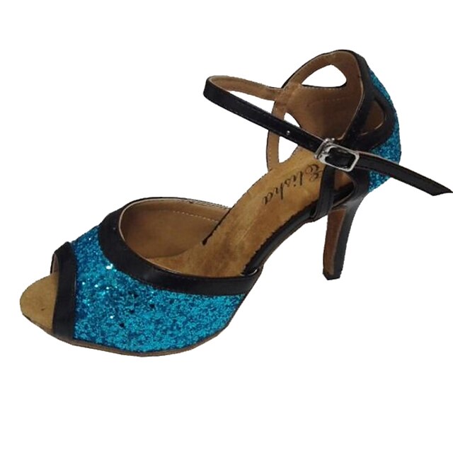  Damen Tanzschuhe Schuhe für den lateinamerikanischen Tanz Salsa Tanzschuhe Sandalen Maßgefertigter Absatz Maßfertigung Schwarz / Rot / Silber