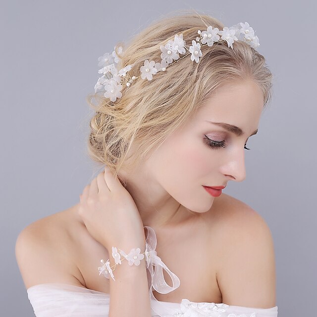  Tulle / Crystal / Imitation Pearl Crown Tiaras / Headbands / Flowers with 1 Piece Wedding / Special Occasion Headpiece