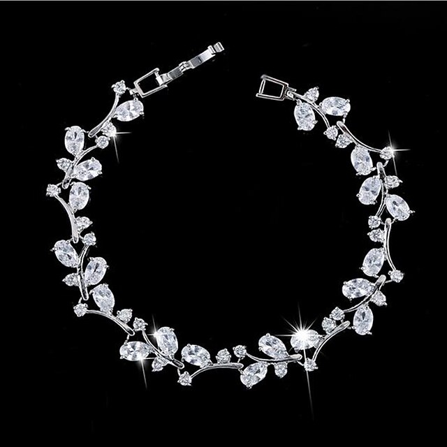  Mujer Zirconia Cúbica Cadenas y esclavas Moda Chapado en oro 18K Pulsera pulsera Blanco / Verde / Azul Para Regalos de Navidad Fiesta Casual / Chapado en Oro / Zirconio