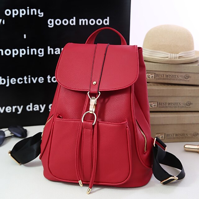  M.Plus® Women's Fashion Casual Solid PU Leather Backpack