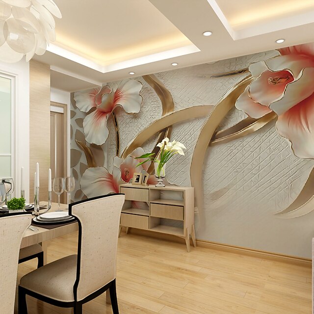  エンボス加工された大きな花のカスタム3Dの大きな壁画壁画の壁紙に適したレストランの寝室のリビングルームのホテルの花