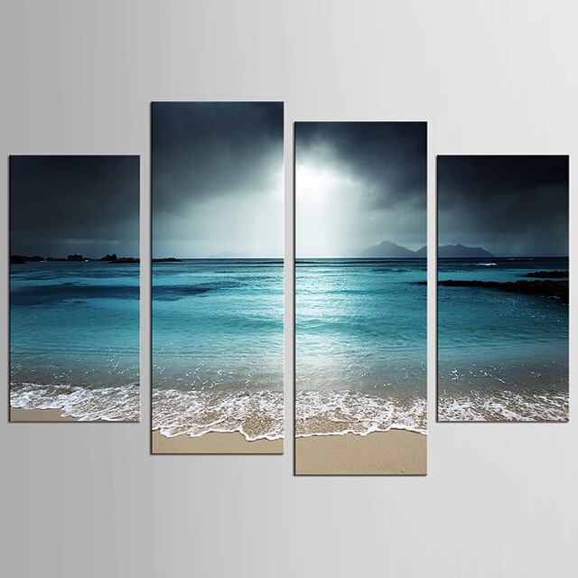  4 Panel Wandkunst Leinwanddrucke Malerei Kunstwerk Bild Landschaft Meer Strand Dekoration Dekor gespannter Rahmen / gerollt