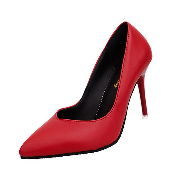 Women's Shoes PU(Polyurethane) Spring Heels Stiletto Heel Pointed Toe White / Black / Red