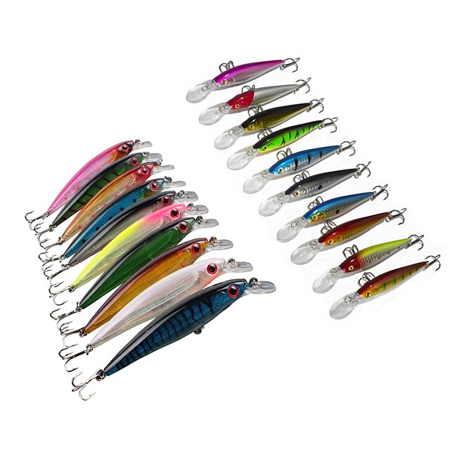  20 pcs Fishing Lures Minnow Floating Sinking Bass Trout Pike Sea Fishing Bait Casting Spinning