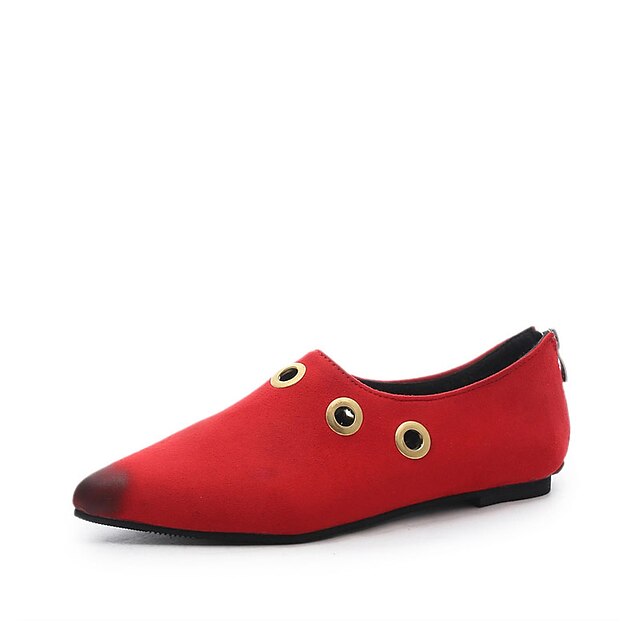  Damen-Flache Schuhe-Lässig-PU-Flacher Absatz-Komfort-Schwarz Braun Grün Rot